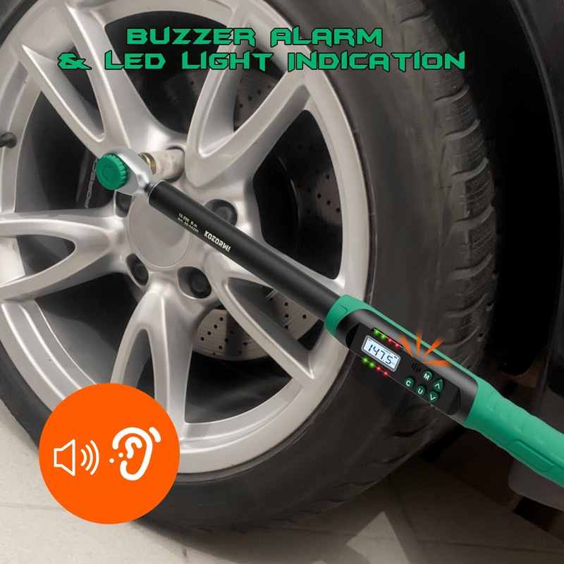 KOEORWS 1/2 Inch Drive Digital Torque Wrench, 7.38-147.5Ft.lb/10-200N.m, Long Electronic