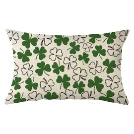 Ogiselestyle St Patricks Day Shamrock Throw Pillow Cover, 12 x 20 Inch Clover Cushion Case Decoration for Sofa Couch