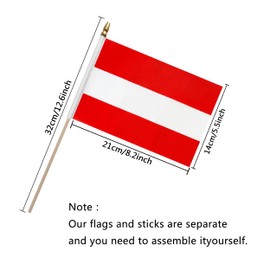 TSMD Austria Stick Flag Austrian Small Mini Hand Held Flags,5x8 Inch,12 Pack