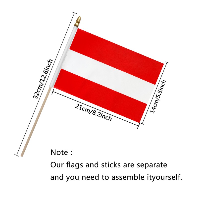 TSMD Austria Stick Flag Austrian Small Mini Hand Held Flags,5x8