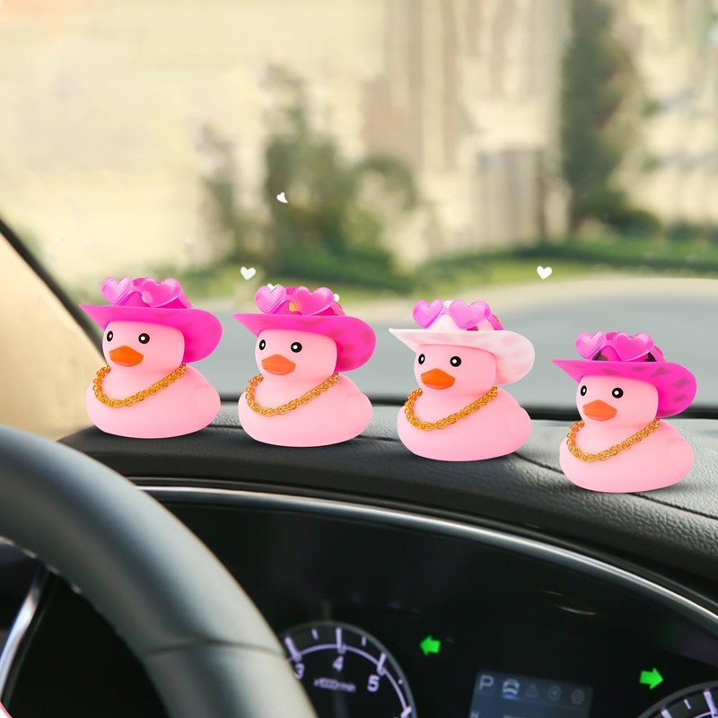 wonuu Pink Rubber Duck with Heart-Shaped Sunglasses Car Ducks Small