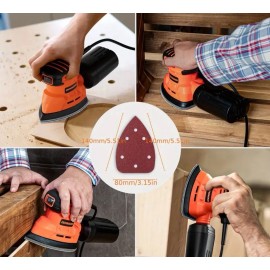 Dovaman 130W Detail Hand Sander Tool With 12Pcs Sandpapers For Wood & Steel Surface