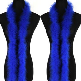 2 Pcs 2 Yards 20G Royal Blue Fluffy Marabou Feather Boa for Women Boa DIY Craft Sewing Trim Home Wedding Party Christmas