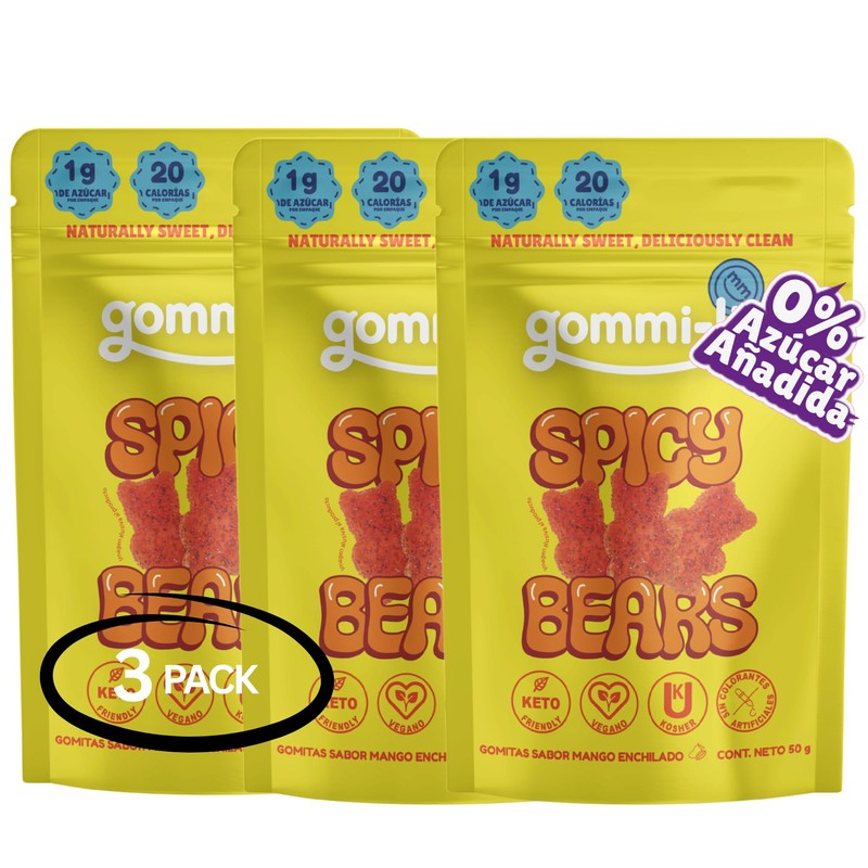 Gommi-Li | Spicy Bears Mango Enchilado 50g | Gomitas Veganas