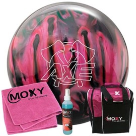 Bowlerstore Products Hammer Axe Pink/Smoke Bowling Ball | Moxy Strike Pink Bowling Bag | Moxy Pink Micro Fiber Towel | Moxy Xtreme Power Cleaner Package 10lbs