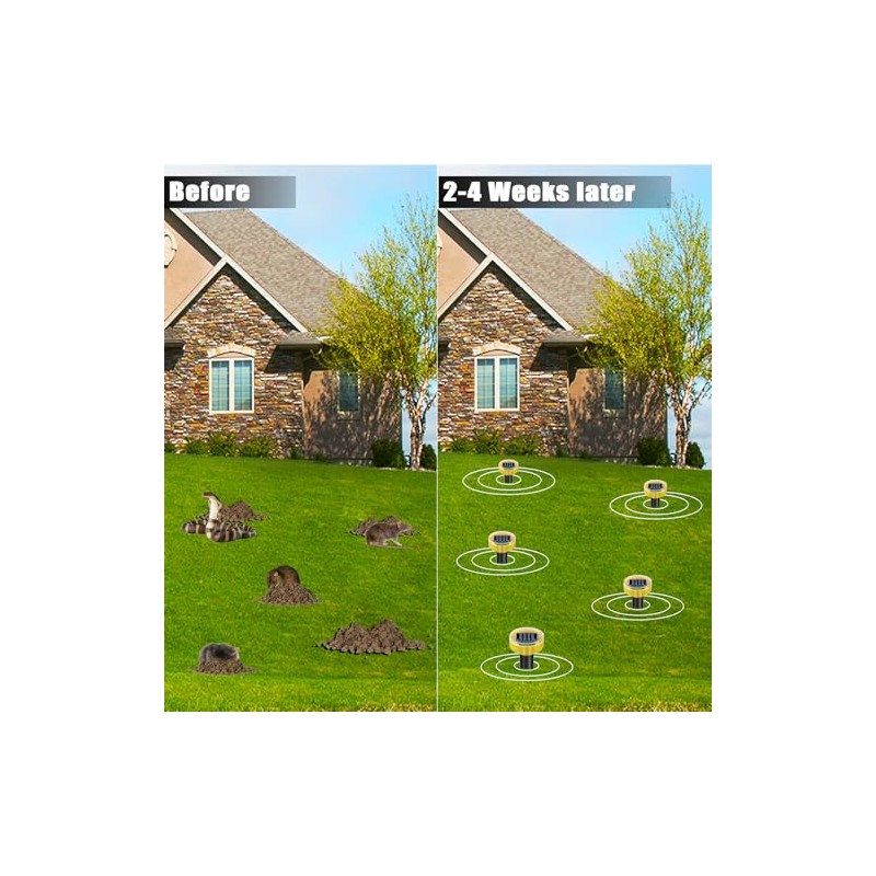 Snake Repellent for Yard 10 Pack, Ultrasonic Mole Repellent,Solar Powered