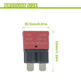 EPLZON 10A DC 12V-14V Auto Reset Circuit Breaker ATC/ATO Low Profile T1 Mini Blade Fuses Breakers for Car Trucks Marine Boat RV Solar and More,2 Pack