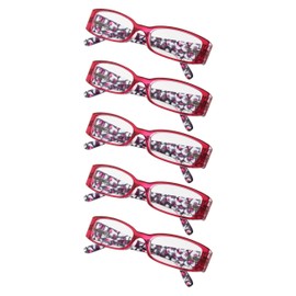 Gr8Sight 5-Pack Ladies Floral Design Temples Reading Glasses for Women (Red,+2.75)