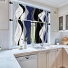 Tayney Blue Grey White Black Kitchen Window Curtains Valance and