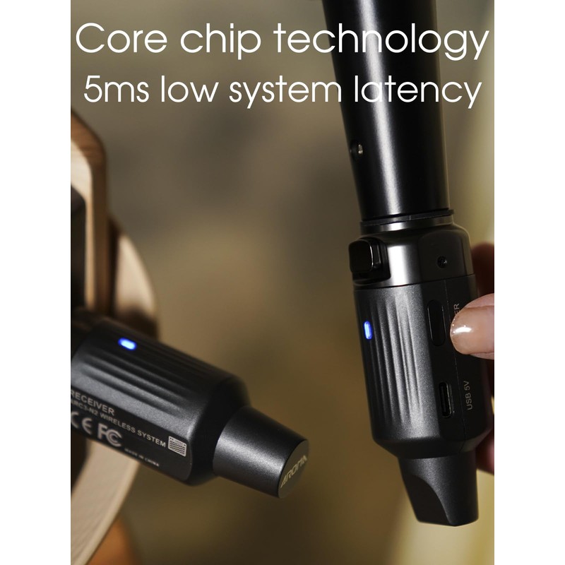 Ulumac Aroma 2.4GHz Wireless XLR Transmitter and Receiver, 130ft Range,