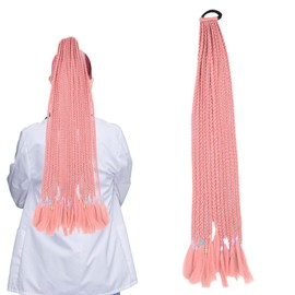 Pink Hair Extensions 24" Synthetic Crochet Box Braids Yaki Texture Pre Stretched Braiding Hair Extension 2519