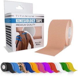 Titanium Sports Kinesiology Tape - 5m Roll of Elastic Water Resistant Tape for Support & Muscle Recovery - Quality Sports Tape