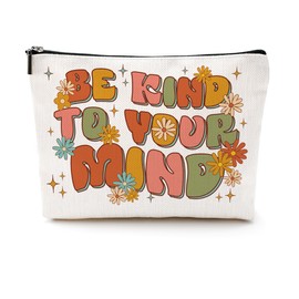 Inspirational Gifts for Women Self Care Makeup Bag Mental Health Awareness Positive Affirmation Gifts for Her Girls Therapist Psychologist Tutor Zipper Pouch Toiletry Bag Christmas Birthday