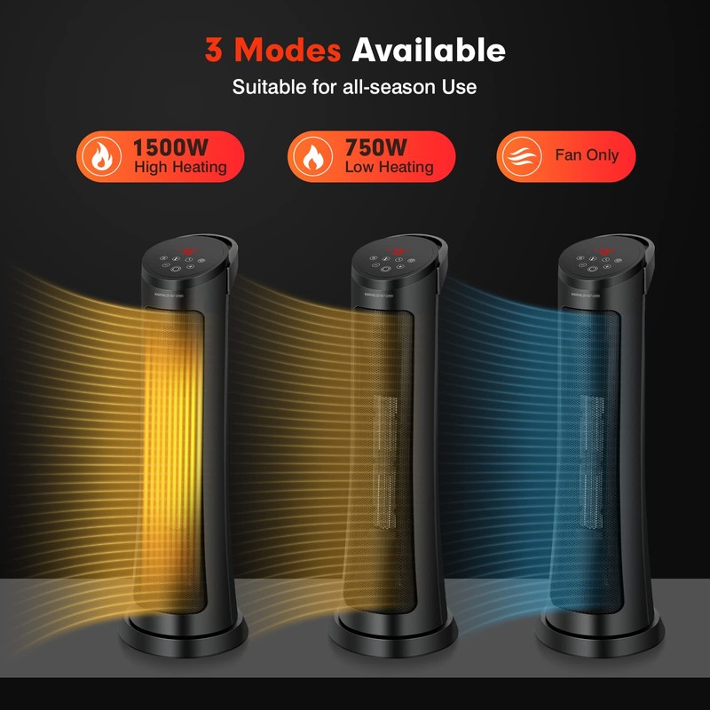 PETSITE Space Heater, 1500W PTC Ceramic Electric Heater with Thermostat,