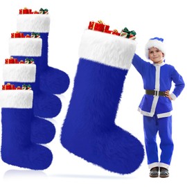 zzhxkjhky 4 Packs 45” Jumbo Christmas Stockings Giant Christmas Blue Velvet Stockings Plush Large Christmas Stockings for Xmas Party Decorations Christmas Tree Decor (Blue)