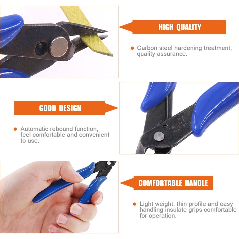 Rustark 6Pcs 5 Inch Micro Wire Flush Cutters, Precision Plastic