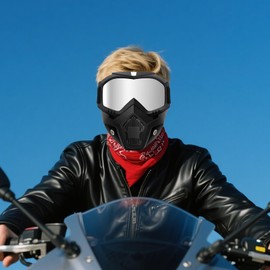 Motorcycle Helmet | Protective Full Face Motocross Goggles | Windproof Anti-Fog Motocross Eyewear Vintage Welding Glasses for Bike Motorbike Driving