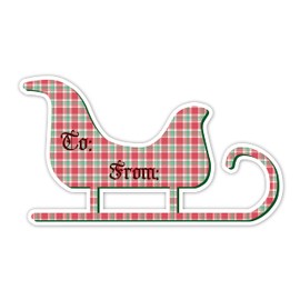 Plaid Sleigh to from Christmas Vinyl Sticker Auto Car Truck Wall Laptop | Sticker | 4" Wide