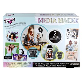Fashion Angels Media Maker Video Creator Super Set - Clamp-On Gooseneck Light and Phone Holder, Cell Phone Ring Light, 10 Wall Decals, 4 Permanent Markers, Green Screen - Ages 8 and Up