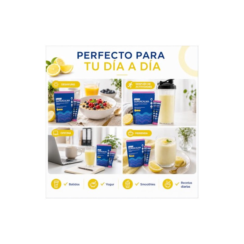Supercalm Suplemento en Polvo Sabor Limón, 20 Sobres, 90 g