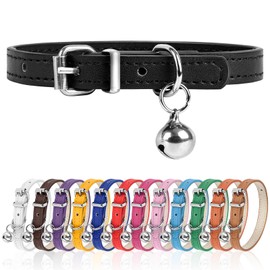 S Dog Collar for Small Dogs Adjustable Dog Collars Cat Collar for Small Medium Large Dogs 3/8 inch Width (Black, S)