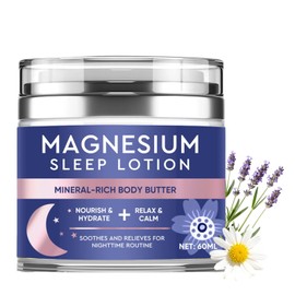 Magnesium Cream, Natural Magnesium Cream for Sleep, with Lavender & Chamomile, Moisturizes Skin, Soothes Body and Relaxes Muscles, for All Skin Types, 60ml