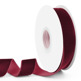 HimBen Wine Red Velvet Ribbon, 1 inch 10 Yards Vintage Velvet Ribbons Perfect for Christmas Tree Ornaments, Gift Wrapping, Wedding Decoration, Bows, Sewing, Crafts, Wreath and More