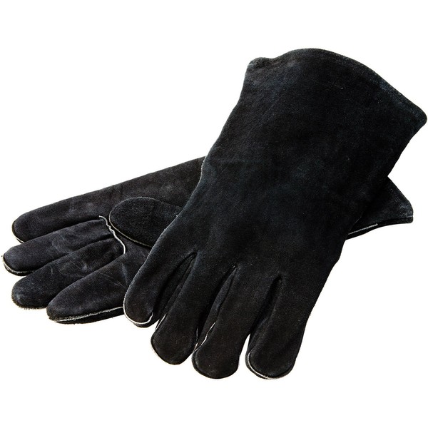 Lodge 18” Leather Outdoor Cooking Gloves - Heat Resistant Gloves for Cast Iron Cooking, Black