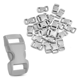 CooBigo 25Pack 3/8" Paracord Buckles, Curved Paracord Bracelet Clip, Plastic Side Release Buckle for Parachute 550 Cord Bracelet Clasps Dog Collar Straps DIY Craft Accessories (Gray)