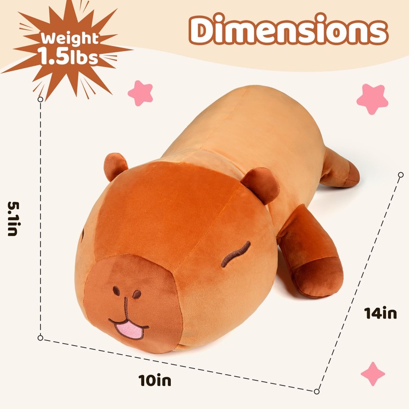 Puffpals Weighted Capybara Plush, 1.5LBS Weighted Stuffed Animal with Beads,Cute