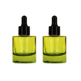 VASANA 2PCS 30ML/1 oz Glass Dropper Bottles Thick Glass Essential Oil Bottles Leakproof Bottles with Eye Droppers Lids Perfume Sample Bottles Essence Liquid Cosmetic Containers(Green)