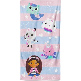Gabby's Dollhouse Beach Bath Towel for Kids 100% Cotton Stripe Pandy Paw Mercat Cakey Cat Fairy Gift for Girls Boys Toddlers