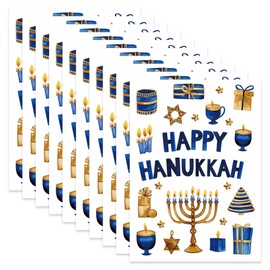 10 Sheets Hanukkah Stickers Happy Hanukkah Stickers for Kids Adults,Chanukah Stickers Decorations for Gift Bags Cards Water Bottles Hanukkah Candle Sticker Self-Adhesive for Hanukkah Party (Irregular)