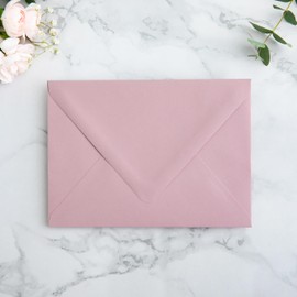PONATIA 50PCS A7 Euro Flap Envelopes, 5.25 x 7.25'' Liner Envelope For 5x7'' Weddings Invitation Cards, Christmas Gift Cards, Acrylic Invitations, Photos (Dusty Rose)