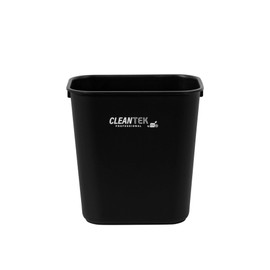 Restaurantware-Clean Tek Professional 13 Quart Trash Can, 1 Kitchen Garbage Bin - 3 Gallon Capacity, Rectangular, Black Plastic Trash Bin, Stackable, For Bedroom, Office, Bathroom And More
