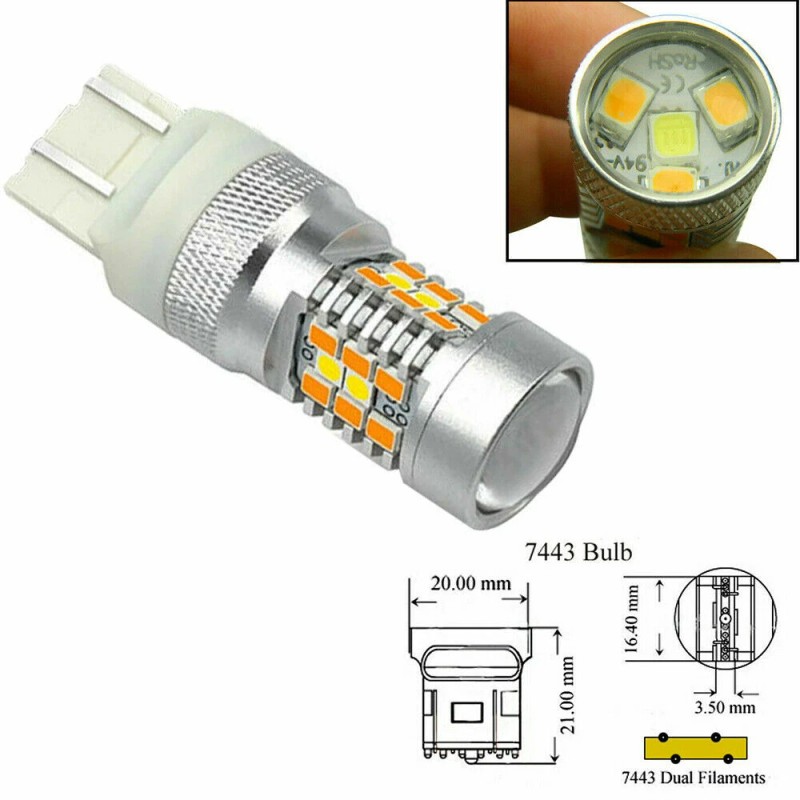 Awesome_miniatures 2x 7443 Switchback LED Turn Signal Light Bulbs For