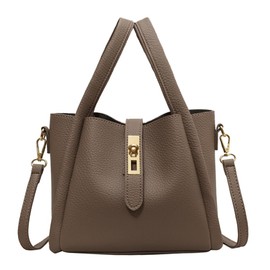 Huwzder Women Trendy Bucket Bag Vintage Elegant Crossbody Bag Vegan Leather Tote Bag Hobo Shoulder Handbags Cluth Purse (Gray)