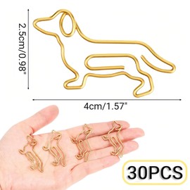 30 PCS Dachshund Shaped Paper Clips Gold Metal Cute Dog Paperclips, Funny Office School Supplies Bookmarks Planner Clips Journals Decor Gift for Dog Lovers