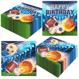 40Pcs Sports Napkins Paper Sports Birthday Party Decorations Sports Birthday Napkins All Star Napkins Football Baseball Basketball Soccer Napkins Sports Themed Party Decorations Sports Party Supplies