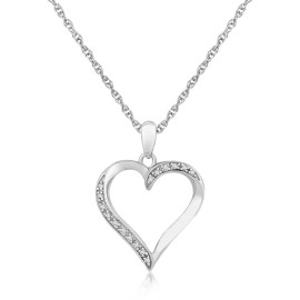 UD_Sterling Silver Twisted Open Heart Diamond Accented Pendant (.04 cttw)
