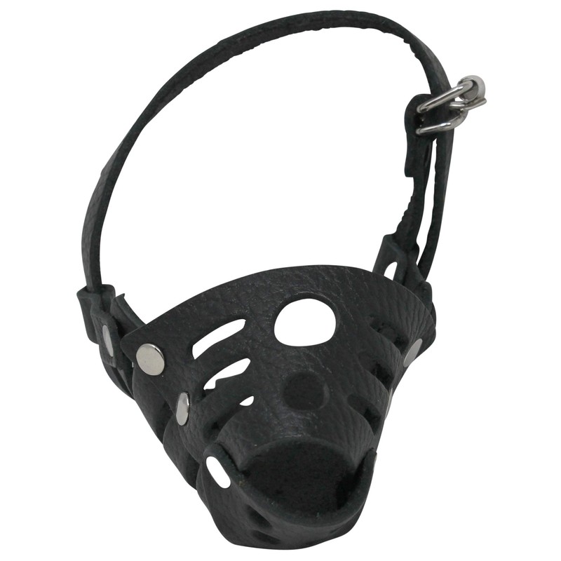 Real Leather Dog Cage Basket Muzzle Black Small Breeds (Circumf.5.5";