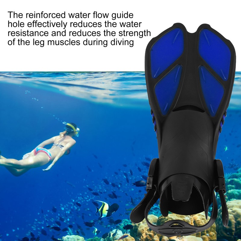 1 Pair Adjustable Swimming Fins TPR Open Heel Long Diving