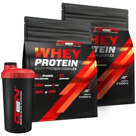 2 kg Whey Protein Komplex + Premium Shaker - Zum Kochen & Backen geeignet - Mit Isolate Anteil - Instant l√∂sliches Eiweiss Protein Pulver mit BCAA & EAA - 2 x 1000 g (Neutral)