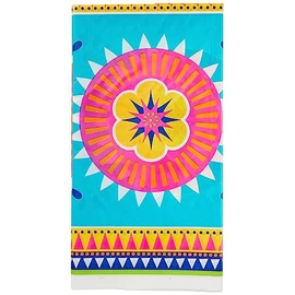Boho Fiesta Rectangular Plastic Table Cover (137cm x 213cm) - Vibrant & Colorful Design Party Essential - Perfect for Outdoor, Indoor, Birthday, Wedding - 1 Pc