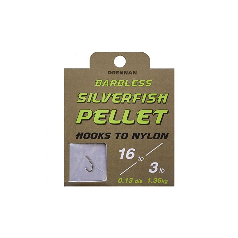 Drennan Barbless Silverfish Pellet Hooks To Nylon: 18