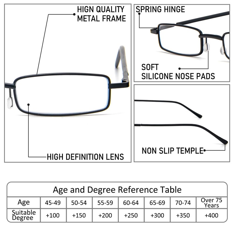 REAVEE 4 Pair Slim Pen Reading Glasses Tube Reader Glasses