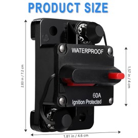 BEANPRECOY Circuit Breaker With Manual Reset 12V-48V DC Waterproof Audio Inline Fuse Holder Inverter for Car, Motor, Marine Boat, Solar Power