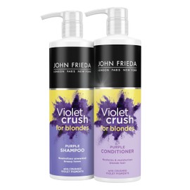 John Frieda Violet Crush Purple Shampoo and Purple Conditioner Bundle, 2 x 500 ml, Neutralising and Toning Shampoo and Conditioner