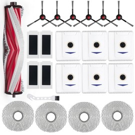 BUXEBUX 21 Pack Replacement Parts for Yeedi M12 PRO+ Robot Vacuum Accessories Kit, Cleaner Inclue 1 V-shaped Brush, 6 Side Brushes, 6 Dust Bags, 4 Hepa Filters, 4 Mop Pads, 1 Clean Tool