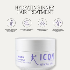 K I.C.O.N. I.C.O.N. Inner Moisturizing Treatment Mask, Rinse-out Cream for Dry, Brittle & Chemically Treated Hair, 8.5 oz
